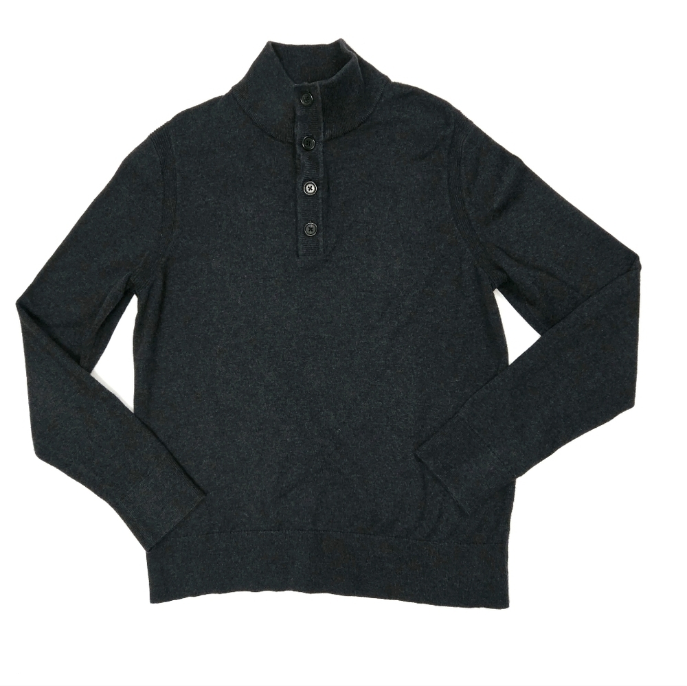 Banana Republic Cotton Cashmere Navy Blue Knit Polo Shirt Mens Medium